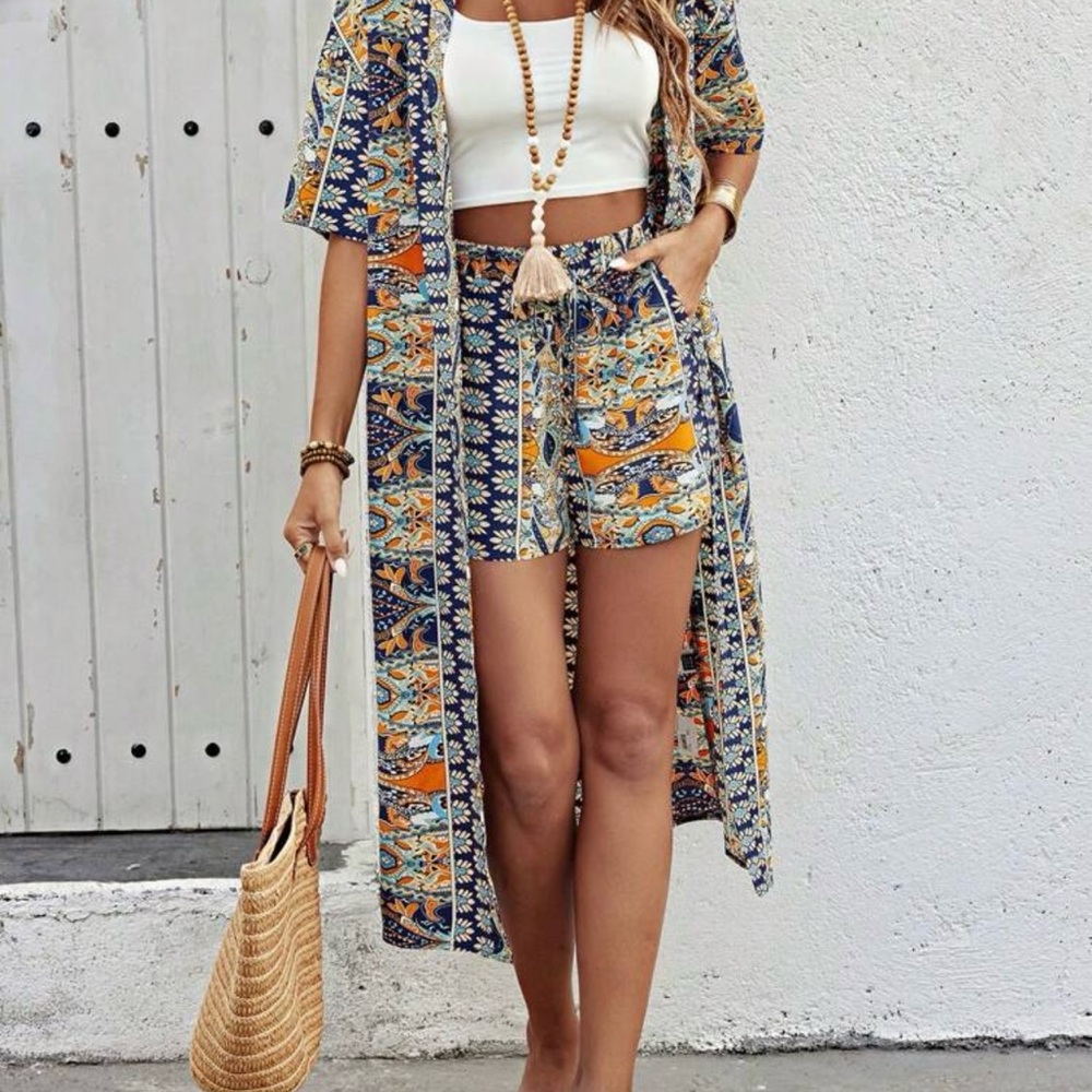 Bohemian Print set  in Blue and Orange
